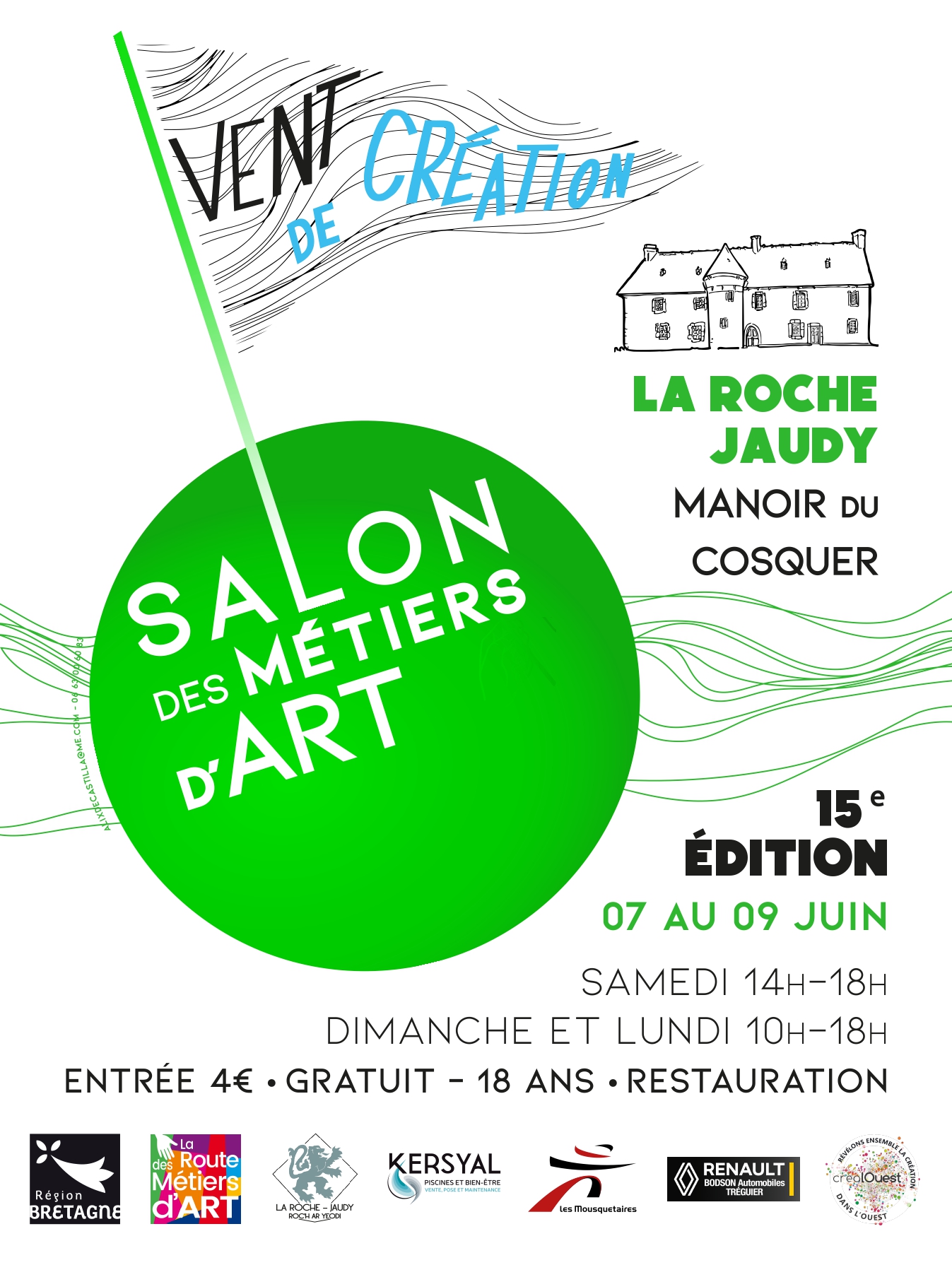 Affiche officiel du salon des métiers d'art Vent de Création 2025 à la Roche Jaudy.
