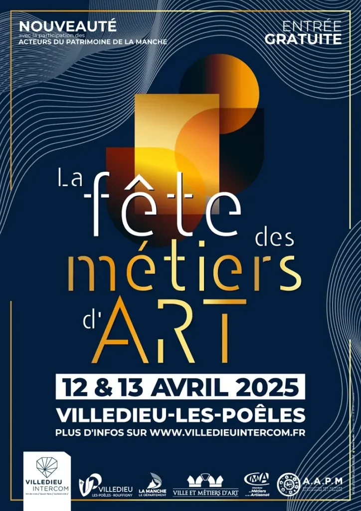 Affiche officielle de la Fête des métiers d'art 2025 de Villedieu-les-Pôeles