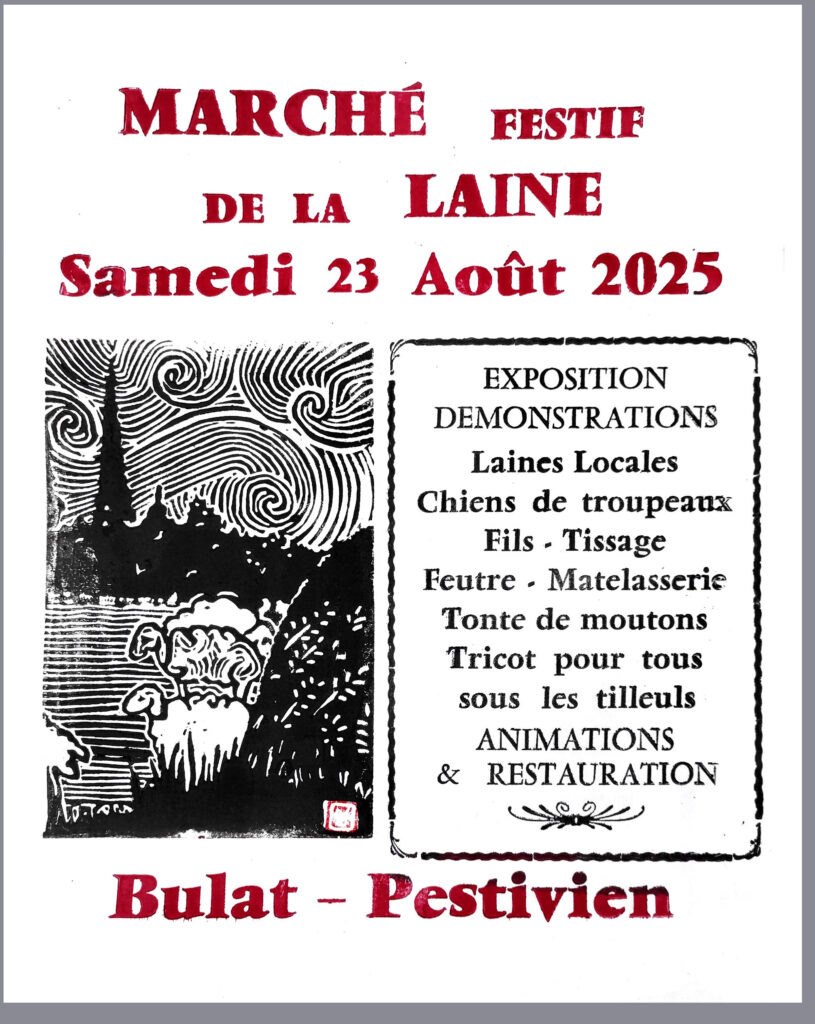 Affiche marché festif de la laine de Bulat-Pestivien, 23 août 2025