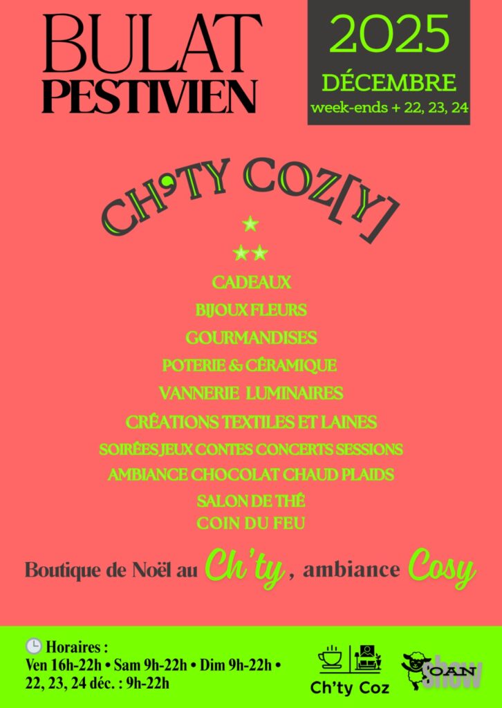 Affiche officielle boutique de noël 2025 café Chtycoz Bulat-Pestivien