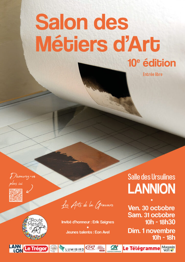 Affiche officielle annonçant la 10ème édition du salon des métiers d'art de Lannion 2026, organisé par La Route des Métiers d'Art